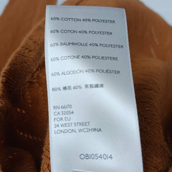 Free People SZ M Pointelle Knitted Ruffle Shoulder Top Rust OB1054014 - Picture 6 of 6